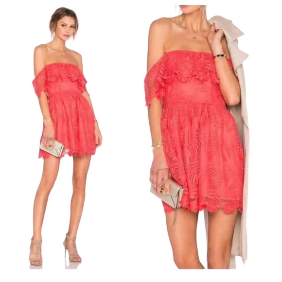 Lovers & Friends Lace Dress Salmon - Picture 1 of 10